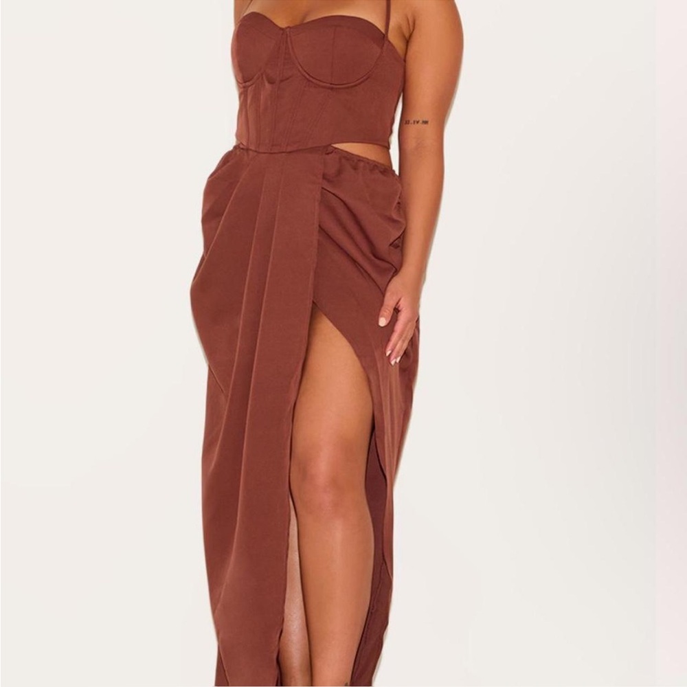 Brown Corset Maxi Dress